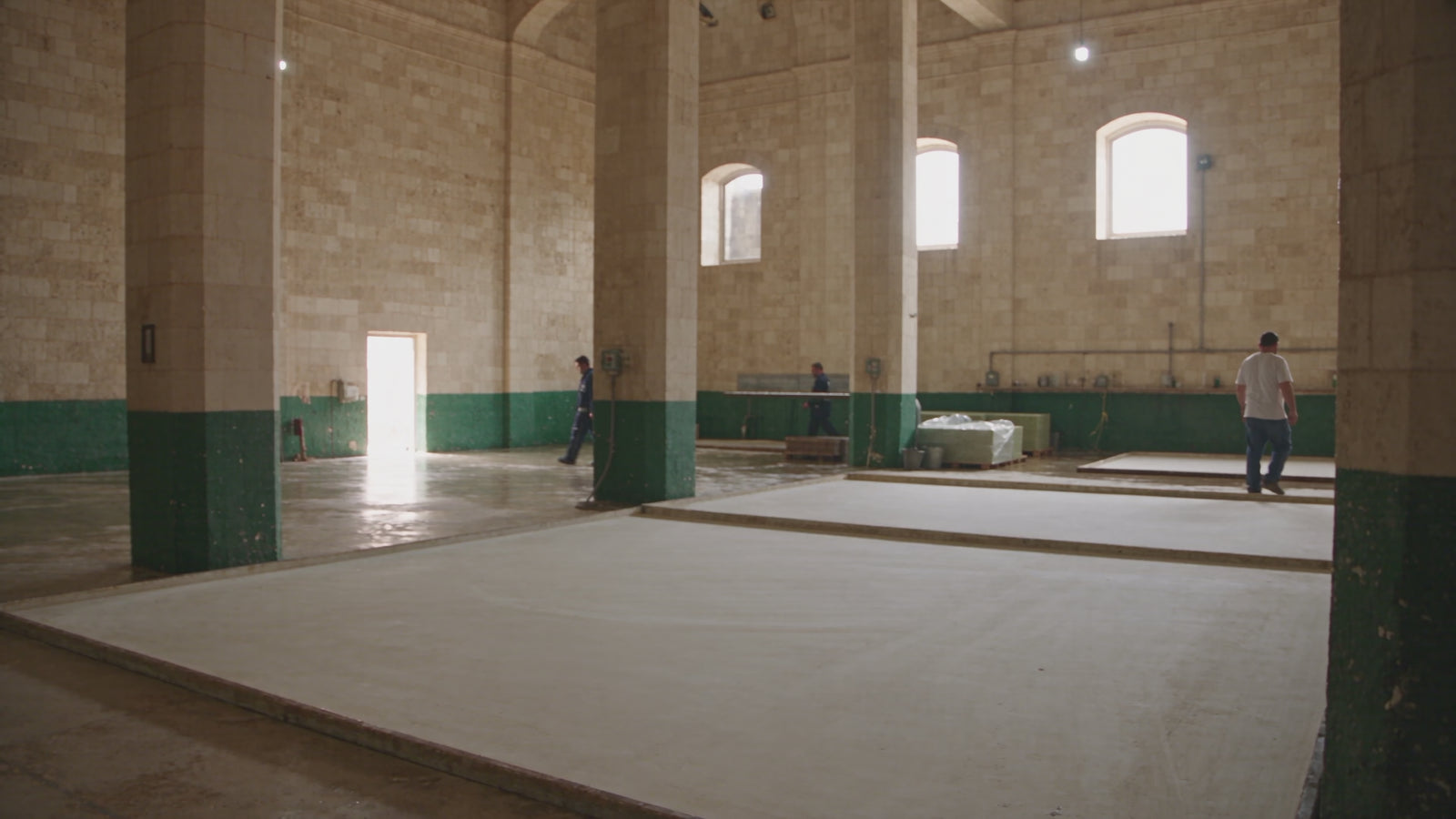 Film of Aleppo soap being poured, cut, stamped and stacked to dry